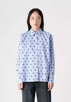 Блузка на пуговицах IKON PRINT BLOUSE KARL LAGERFELD, светло-голубой