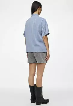 Блузка на пуговицах KURZARM Pieces, темно-синий