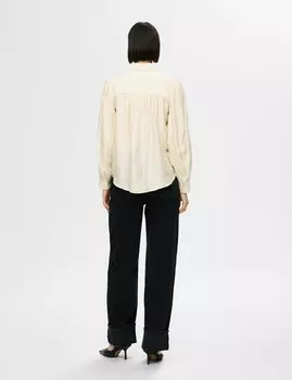 Блузка на пуговицах LANGARM Selected Femme, бежевый