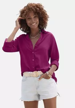 Блузка на пуговицах LASCANA, фиолетовый