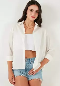 Блузка на пуговицах LELA, бежевый