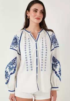 Блузка на пуговицах LELA, бежевый