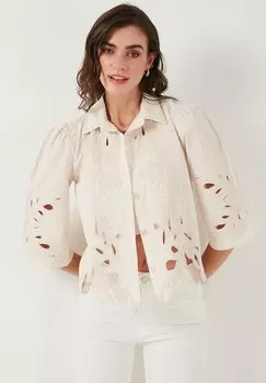Блузка на пуговицах LELA, бежевый