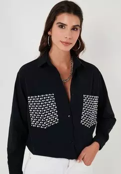Блузка на пуговицах LELA, черная