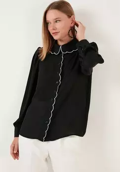 Блузка на пуговицах LELA, черный