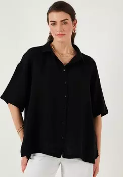 Блузка на пуговицах LELA, черный
