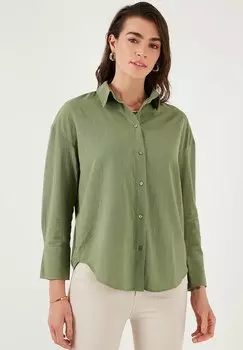 Блузка на пуговицах LELA, хаки