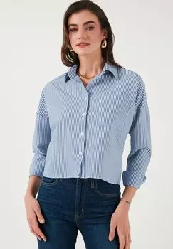 Блузка на пуговицах LELA, синий