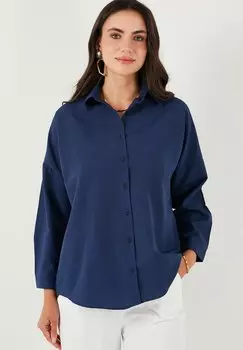 Блузка на пуговицах LELA, темно-синий