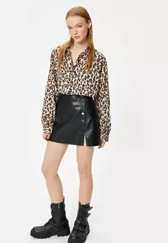 Блузка на пуговицах LEOPARD Koton, черный