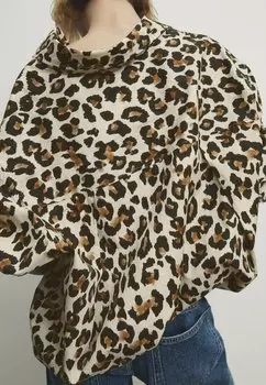 Блузка на пуговицах Leopard Massimo Dutti, крапчатый коричневый