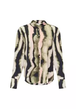 Блузка на пуговицах LONG MIT ALL-OVER-PRINT s.Oliver BLACK LABEL, темно-синий