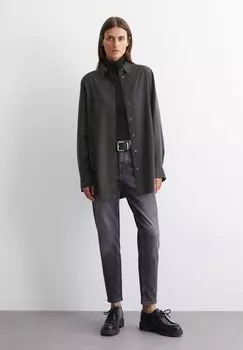 Блузка на пуговицах LONG SHAPE STRAIGHT HEM WITH SLITS SOLID Marc O'Polo, антрацит