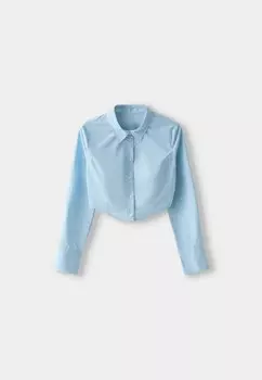 Блузка на пуговицах LONG SLEEVE Bershka, темно-синий