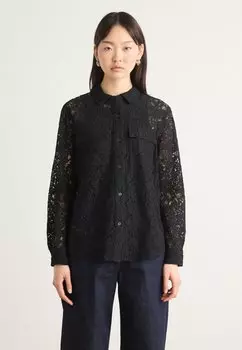 Блузка на пуговицах LONG SLEEVE BUTTON FRONT SHIRT UTILITY POCKETS DKNY, черный