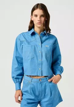 Блузка на пуговицах LONG SLEEVE CUT OFF LOOSE FIT Wrangler, синий