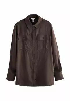 Блузка на пуговицах LONG SLEEVE Next, коричневый