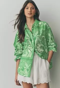 Блузка на пуговицах LONG SLEEVE RELAXED LIGHTWEIGHT Next, зеленый
