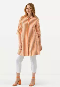 Блузка на пуговицах LONGLINE STRIPED Ulla Popken, оранжевый