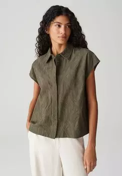 Блузка на пуговицах LOOSE FIT ALLOVER EMBROIDERY OPUS, оливковый