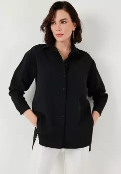 Блузка на пуговицах Loose Fit LELA, черная