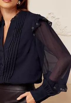 Блузка на пуговицах Love & Roses, сине-черный деним