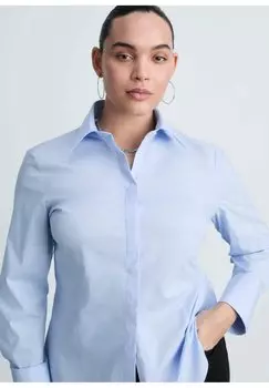 Блузка на пуговицах MANGO, светло-голубой