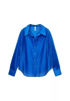 Блузка на пуговицах Mango, темно-синий