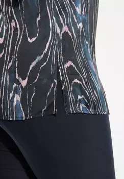 Блузка на пуговицах MARBLED Ulla Popken, темно-синий