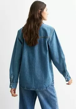 Блузка на пуговицах MID WESTERN New Look, синий