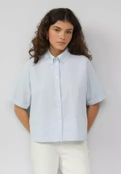 Блузка на пуговицах MIT FEINEN STREIFEN QS, светло-голубой