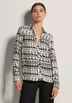 Блузка на пуговицах MIT KONTRASTPRINT UND DEKOLLET-AUSSCHNITT MADELEINE, черный