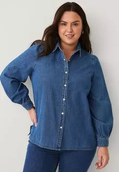 Блузка на пуговицах MIT PUFFRMEL Ellos Plus collection, синий