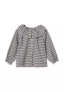 Блузка на пуговицах MIT VICHYKARO UND KRAGEN Vertbaudet, черный