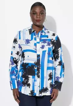 Блузка на пуговицах MIXED PRINT LONG SLEEVE Ulla Popken, белый