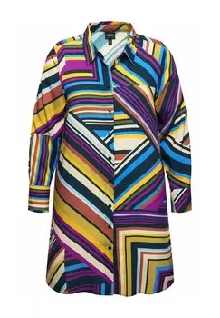 Блузка на пуговицах MIXED STRIPE LONG SLEEVE Ulla Popken, темно-синий