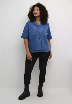 Блузка на пуговицах NICOLE Kaffe Curve, синий деним