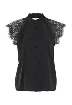 Блузка на пуговицах NOLA BUTTONS Cream, черный