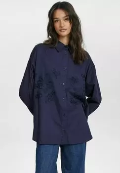 Блузка на пуговицах NUFAITH Nmph, темно-синий