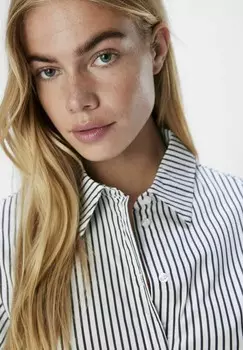 Блузка на пуговицах Object, кремовый