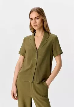Блузка на пуговицах Object, оливковый