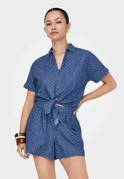 Блузка на пуговицах ONLNOVA KNOT SHIRT ONLY, цвет Medium Blue Denim