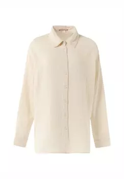 Блузка на пуговицах OVERSIZED MIT STRUKTUR QS, кремовый