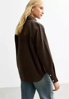 Блузка на пуговицах OVERSIZED New Look, темно-коричневый