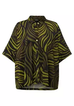Блузка на пуговицах PALM LEAF SHORT SLEEVE SLINKY Ulla Popken, черный
