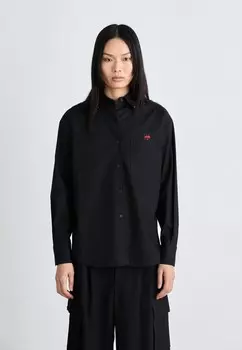 Блузка на пуговицах PATCH AND COLLAR STUDS DKNY, черный