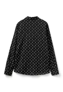 Блузка на пуговицах PATTERNED United Colors of Benetton, черный