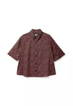 Блузка на пуговицах PATTERNED United Colors of Benetton, черный