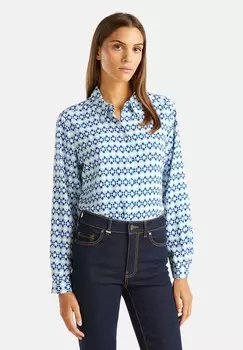 Блузка на пуговицах PATTERNED United Colors of Benetton, синий