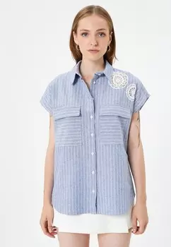 Блузка на пуговицах POCKET AND DETAIL Koton, синий